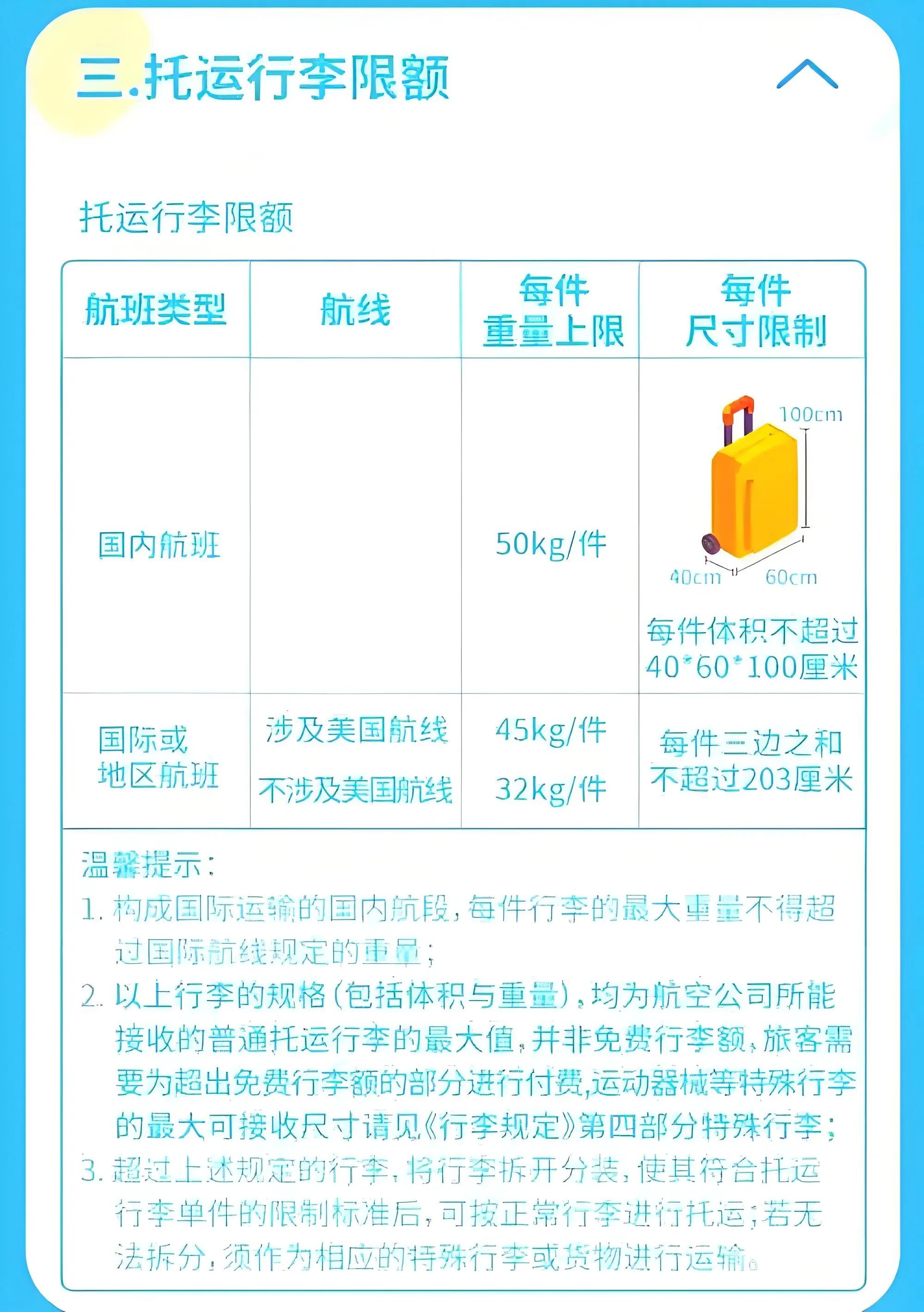 飞机行李额规定_随身行李重量限制_可登机的拉杆箱是多大尺寸